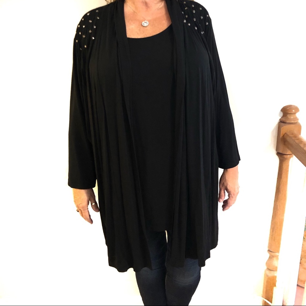 Black tank top attached studded jacket